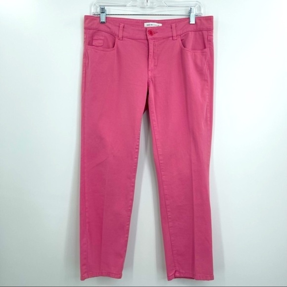 See by Chloe Capri Skinny Pants Womens 31 Pink Spring‎ Summer Preppy Designer